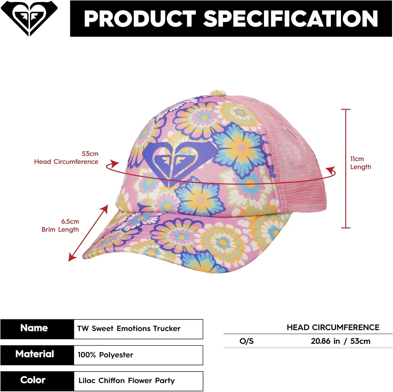 Roxy Girls' Sweet Emotions Trucker Hat