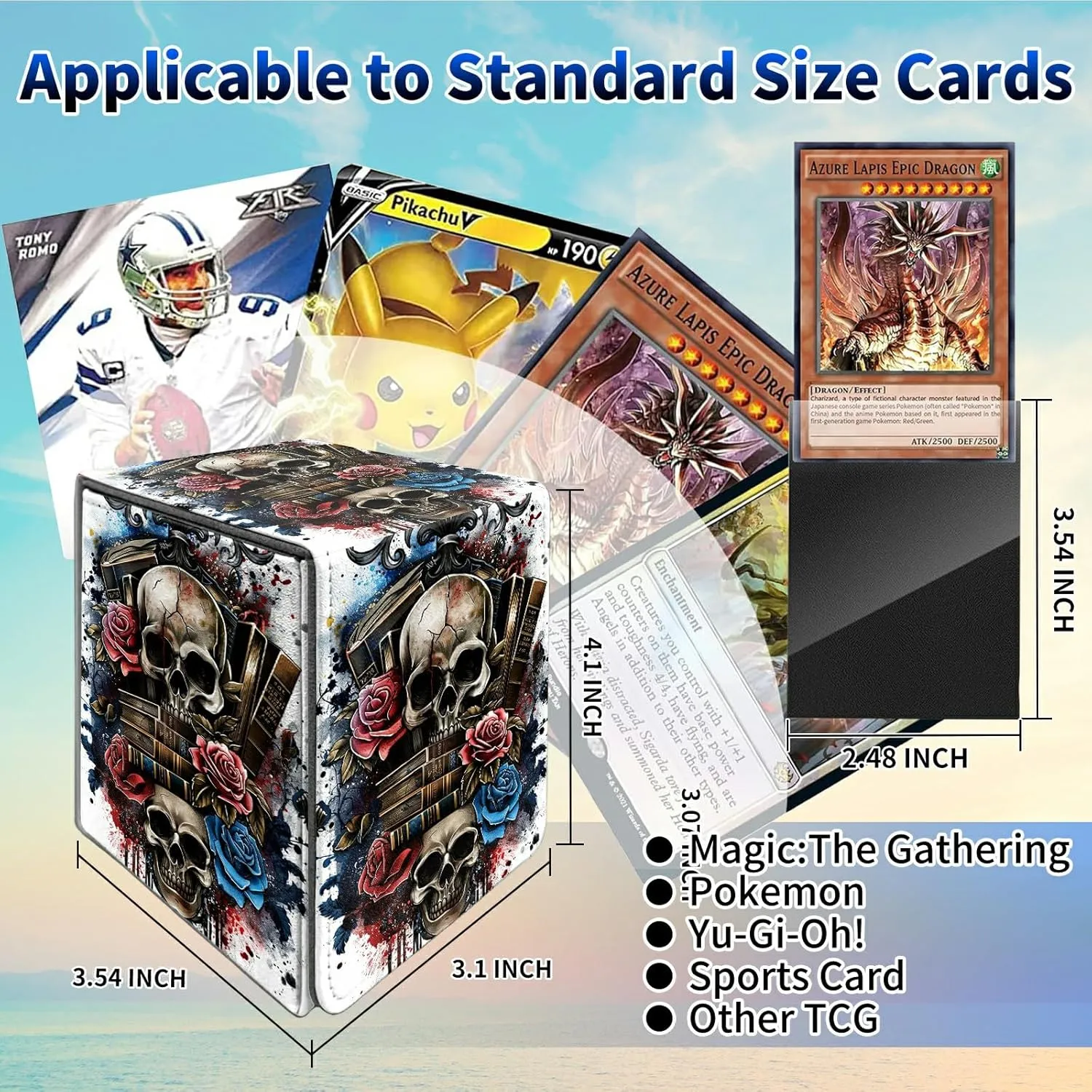 Skull Book Deck Box, MTG Commander Case for Trading Cards, 100  Sleeved With PU Leather Magnetic Storage Box for TCG CCG Magic