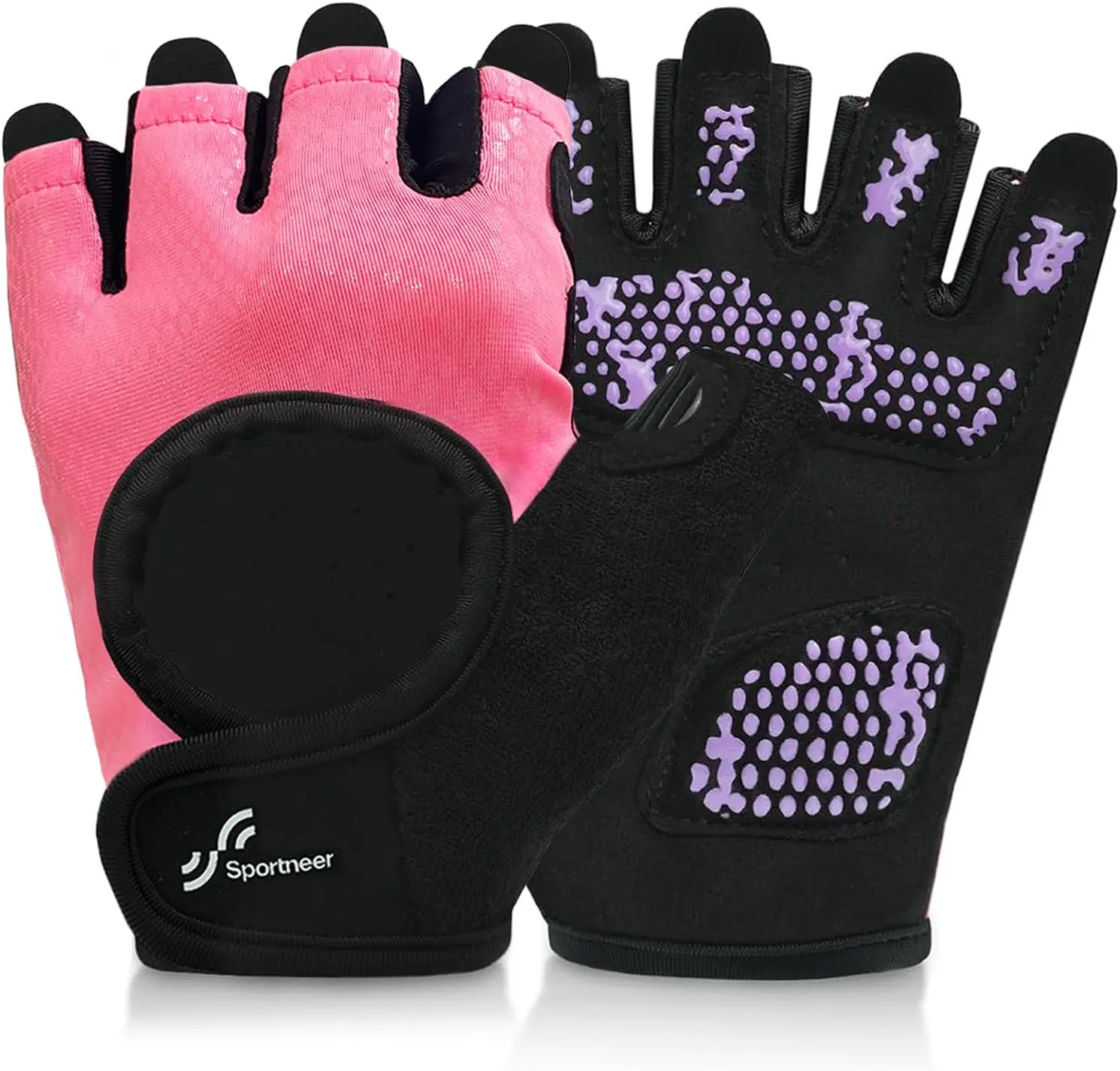 Sportneer Workout Gloves for Men & Women, Full Palm Protection Breathable Exercise Gloves w/Curved Open Back, Lightweight Fitness Gloves for Pull Up, Dumbbells, Yoga, Gym, Cycling, Rowing(Large)