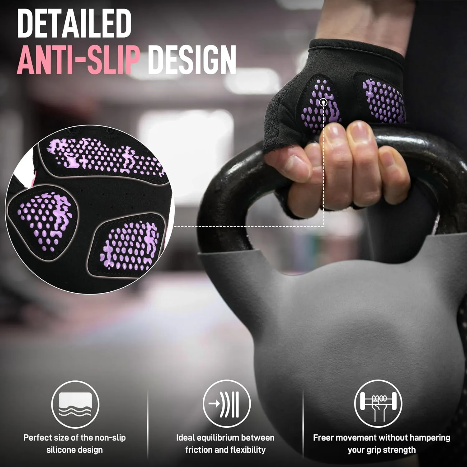 Sportneer Workout Gloves for Men & Women, Full Palm Protection Breathable Exercise Gloves w/Curved Open Back, Lightweight Fitness Gloves for Pull Up, Dumbbells, Yoga, Gym, Cycling, Rowing(Large)