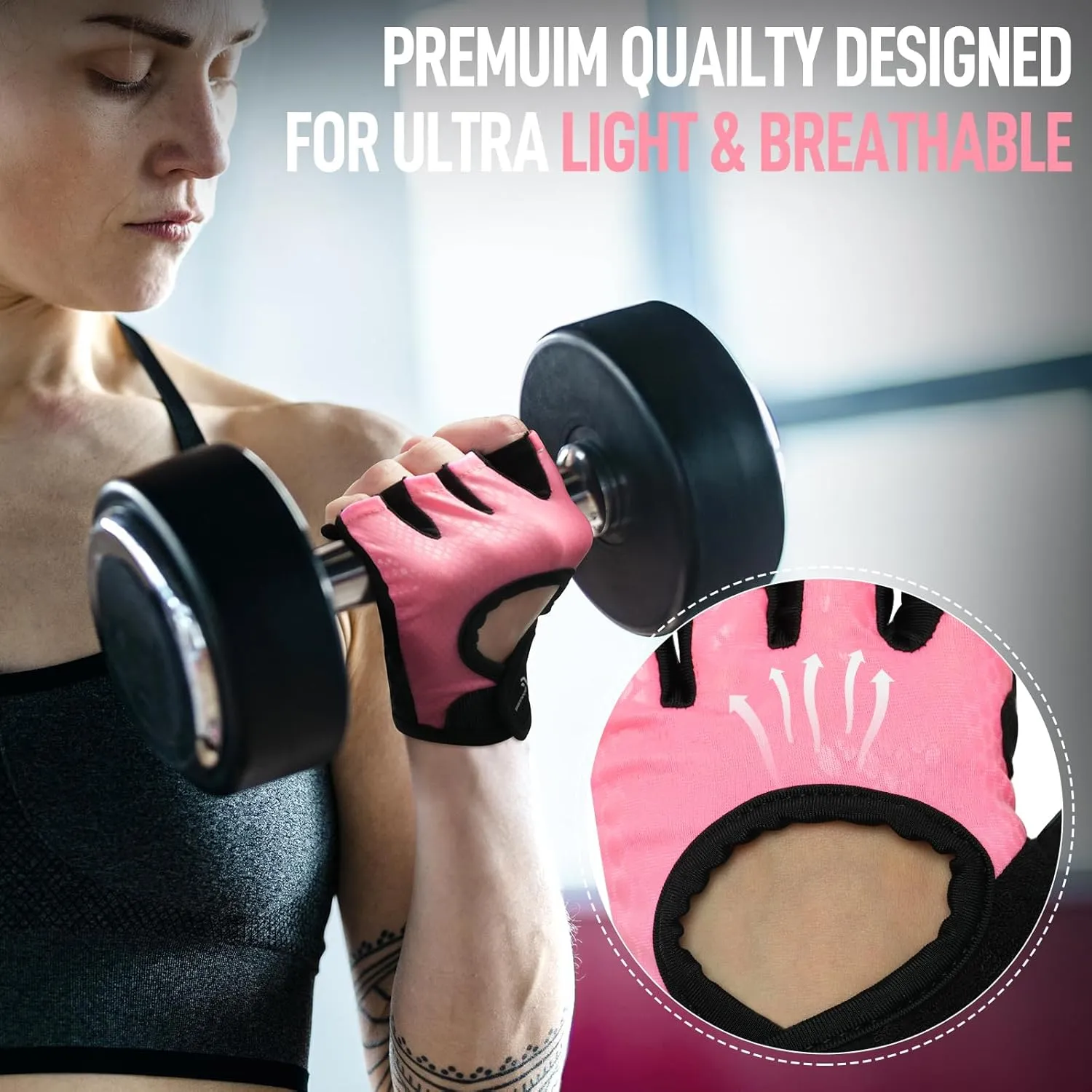 Sportneer Workout Gloves for Men & Women, Full Palm Protection Breathable Exercise Gloves w/Curved Open Back, Lightweight Fitness Gloves for Pull Up, Dumbbells, Yoga, Gym, Cycling, Rowing(Large)