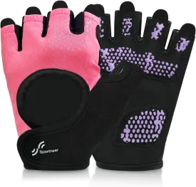Sportneer Workout Gloves for Men & Women, Full Palm Protection Breathable Exercise Gloves w/Curved Open Back, Lightweight Fitness Gloves for Pull Up, Dumbbells, Yoga, Gym, Cycling, Rowing(Large)