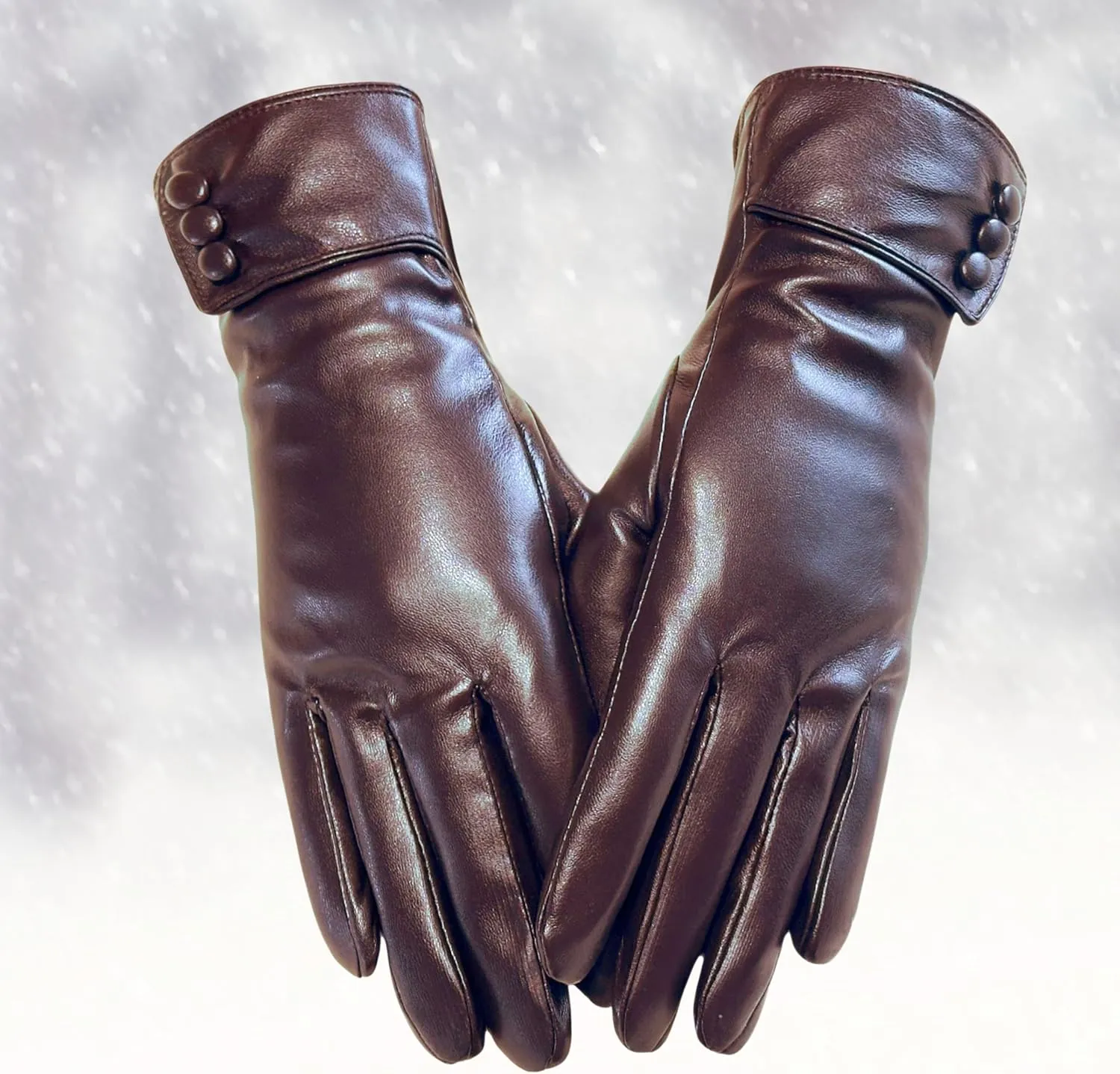 Tomily Women's Winter Leather Gloves,Touch Screen Outdoor Fleece Lined Windproof Driving Dress Gloves