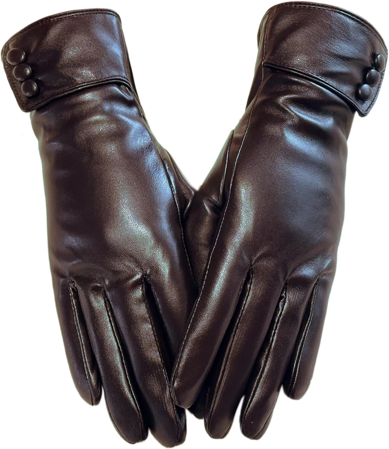 Tomily Women's Winter Leather Gloves,Touch Screen Outdoor Fleece Lined Windproof Driving Dress Gloves