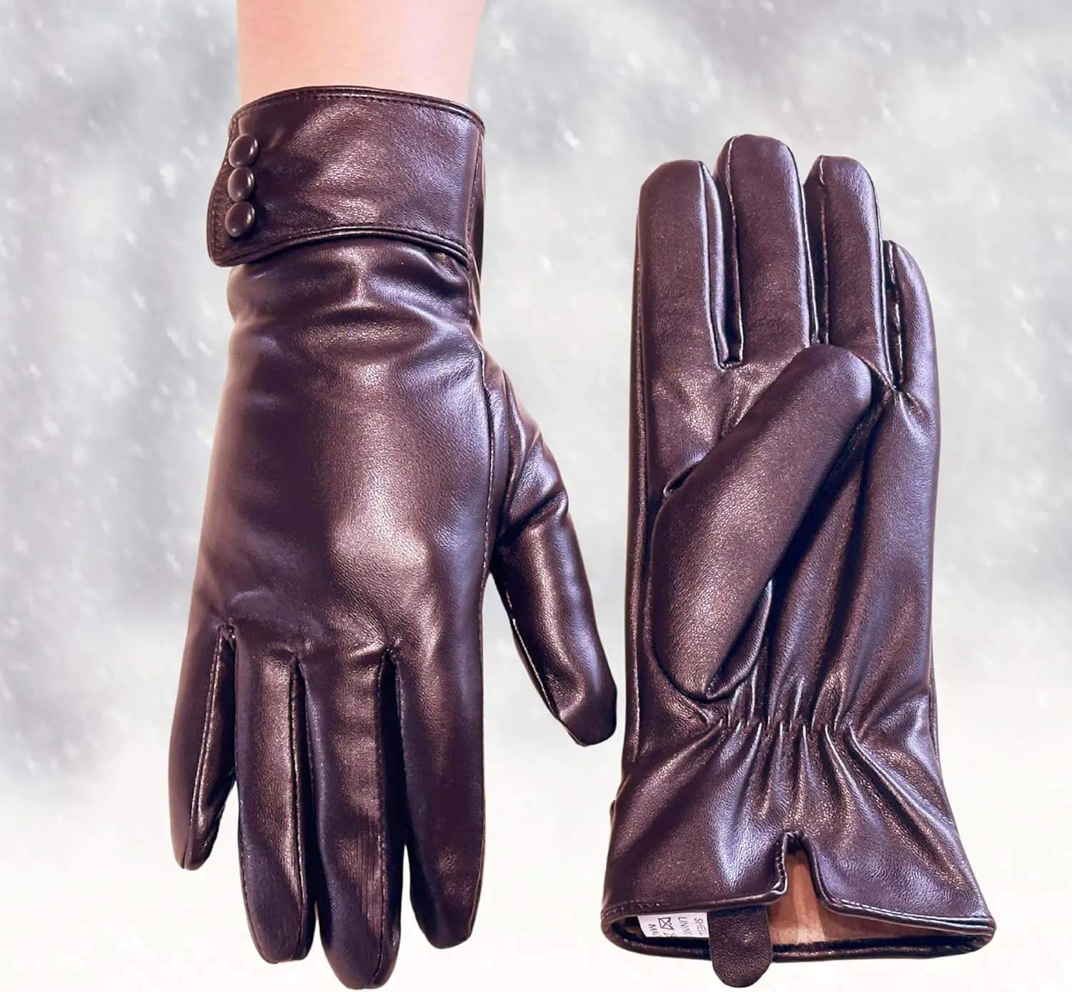 Tomily Women's Winter Leather Gloves,Touch Screen Outdoor Fleece Lined Windproof Driving Dress Gloves