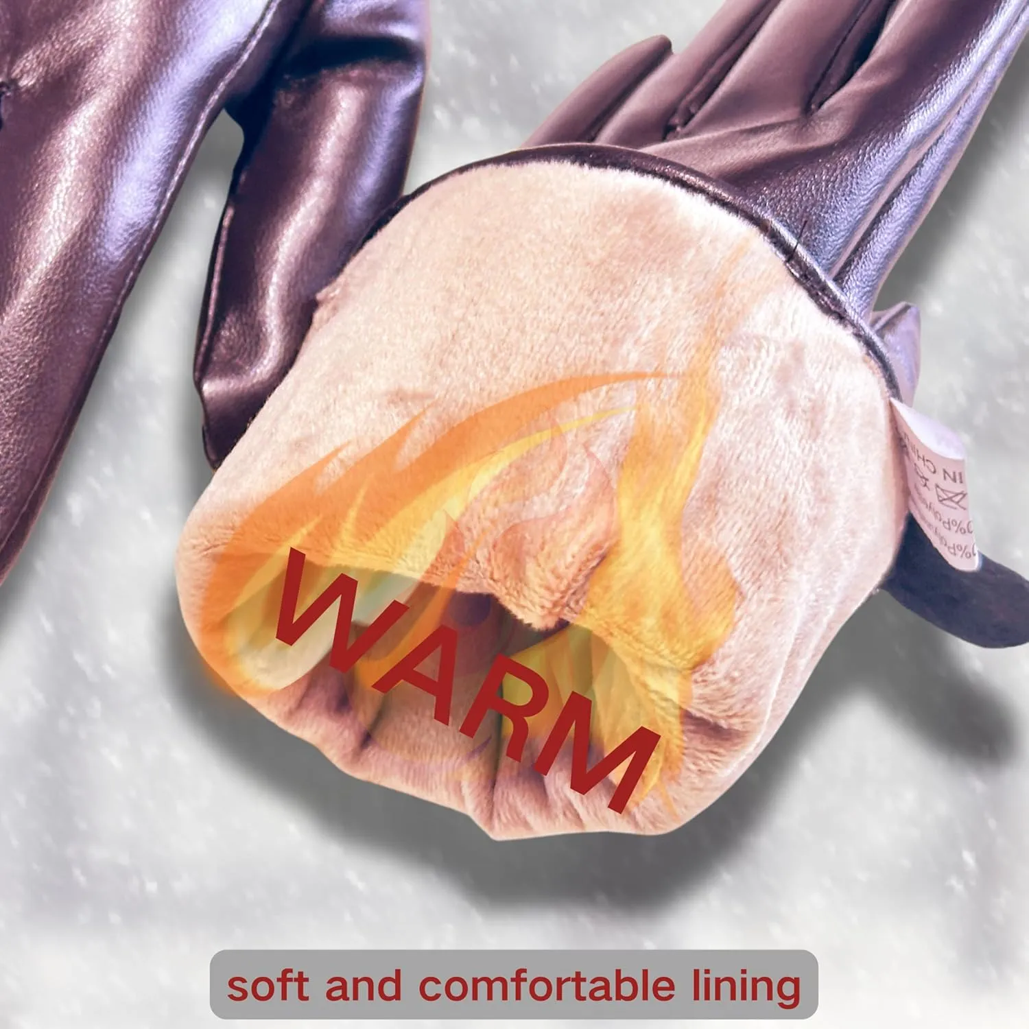 Tomily Women's Winter Leather Gloves,Touch Screen Outdoor Fleece Lined Windproof Driving Dress Gloves