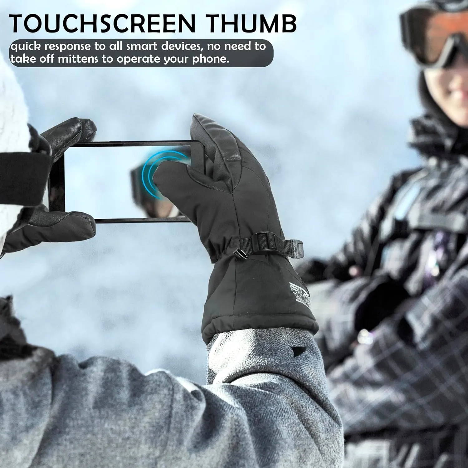 Waterproof Winter 3-Finger Ski Gloves Warm Insulated Snow Mittens for Cold Weather Snowboard Snowmobile