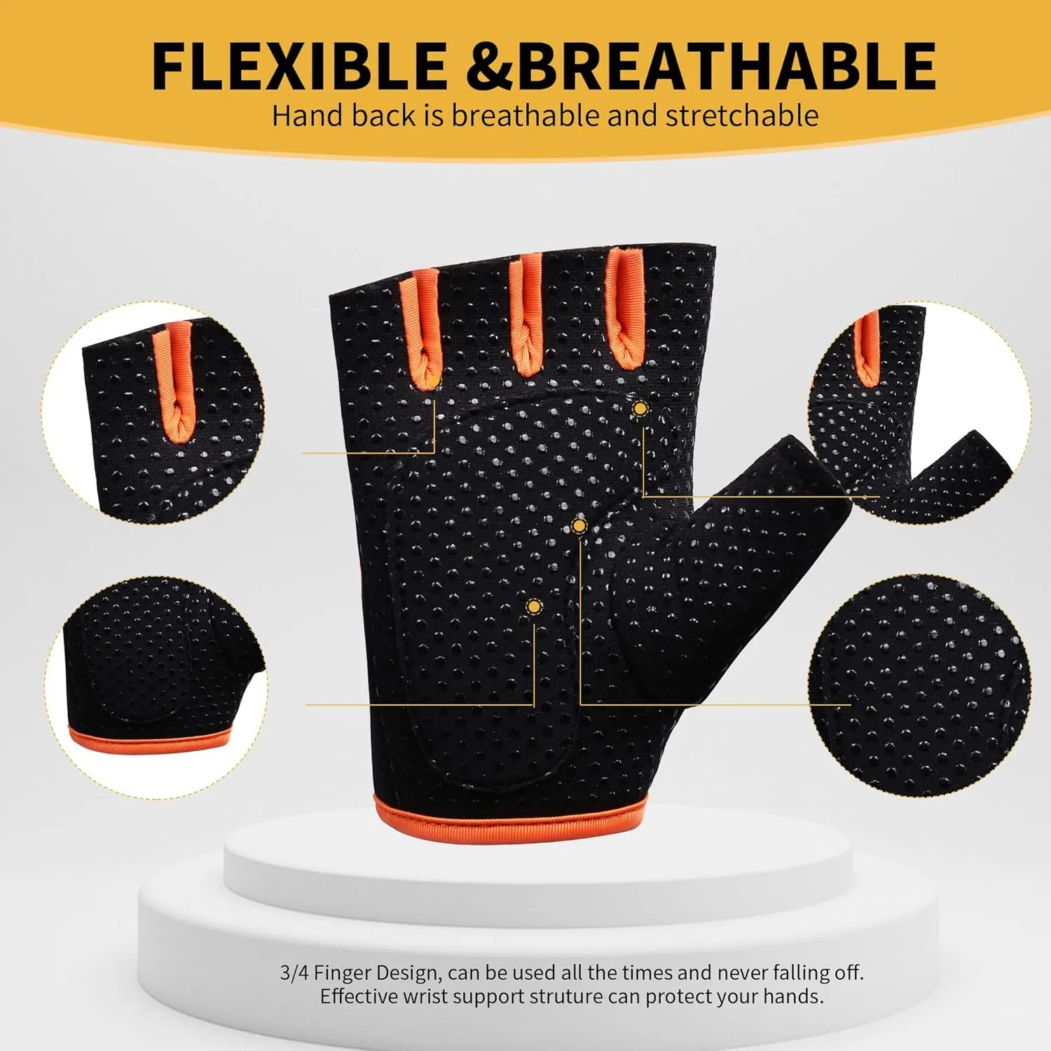Weight Lifting Gym Workout Gloves with Wrist Wrap Support for Men & Women,Full Palm Protection,Sports Half Finger Gloves for Cycling,Training,Fitness