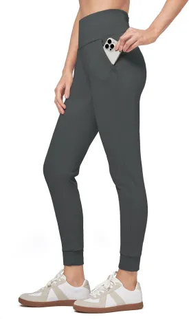 Willit Women's Fleece Lined Jogger Pants Zipper Pockets Water Resistant Winter Hiking Sweatpants Thermal Running High Waisted