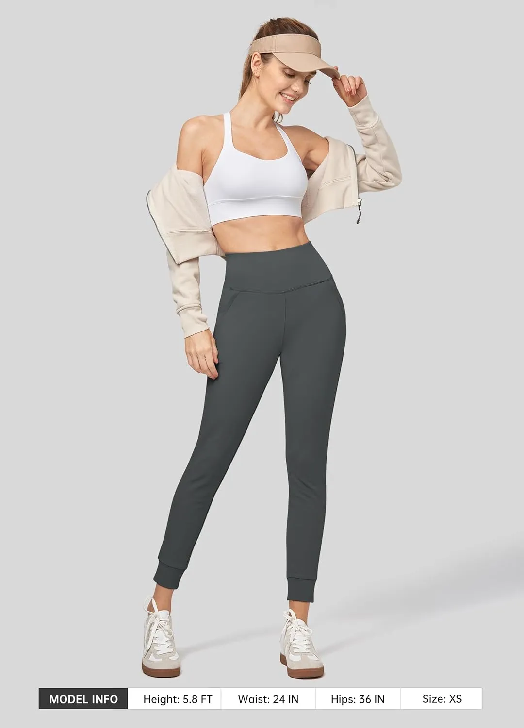 Willit Women's Fleece Lined Jogger Pants Zipper Pockets Water Resistant Winter Hiking Sweatpants Thermal Running High Waisted