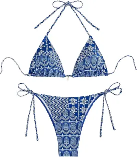 Women's Floral Printed Bikini Sets Boho Geometric Summer Swimsuit Bathing Suit