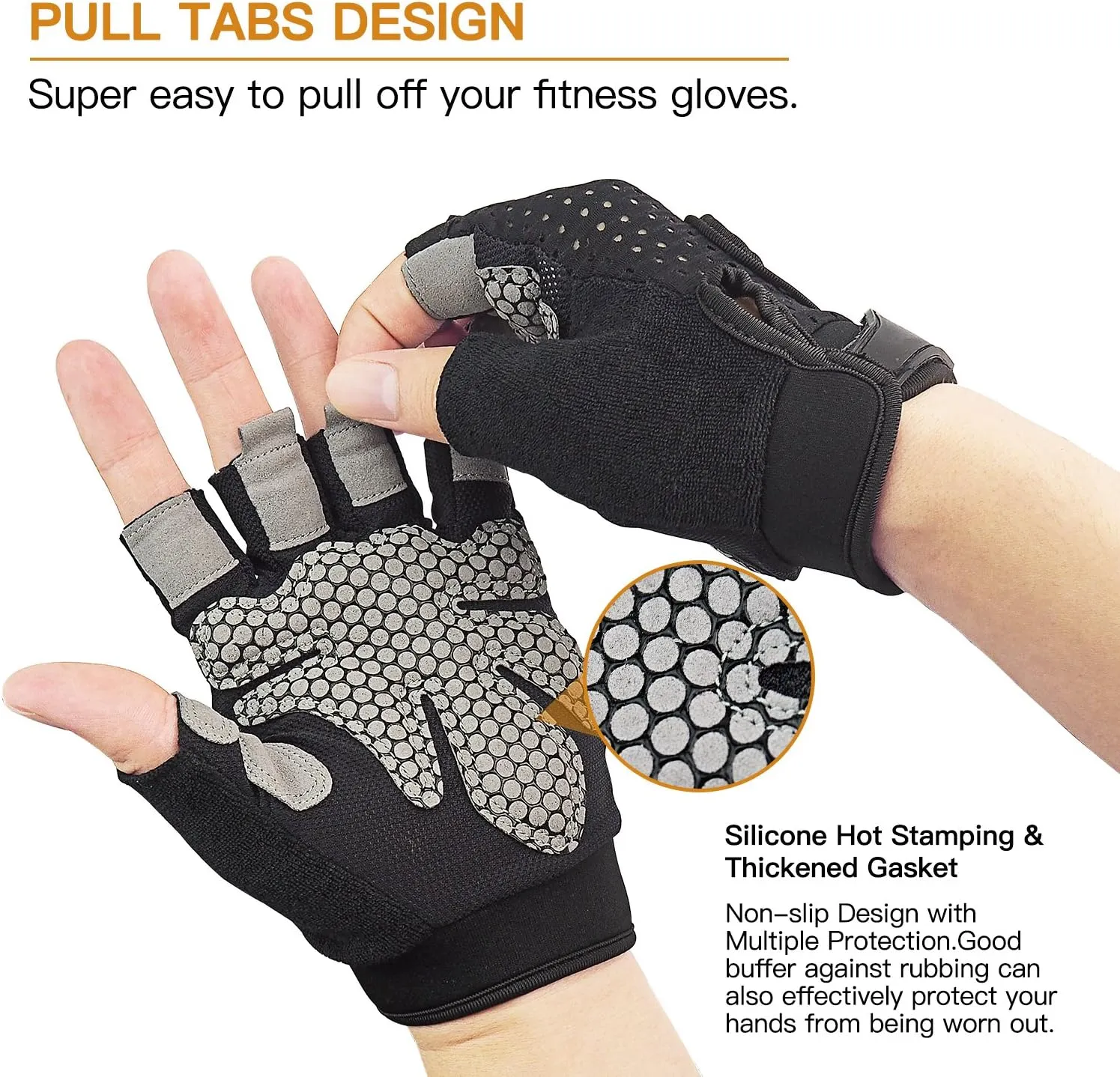 Workout Gloves Weight Lifting Gloves Palm Support Protection for Men Women, Exercise Gloves Sports for Training, Fitness, Gym, Black