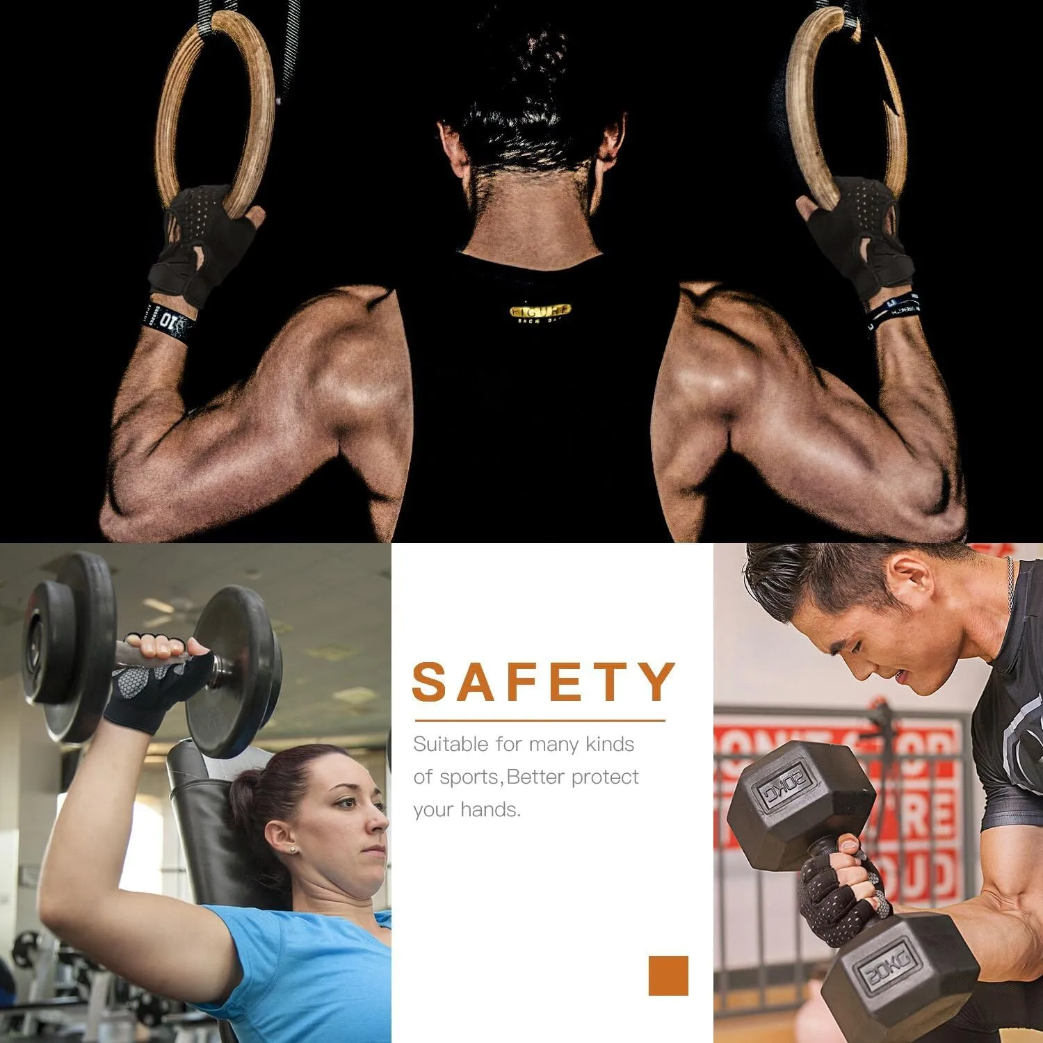 Workout Gloves Weight Lifting Gloves Palm Support Protection for Men Women, Exercise Gloves Sports for Training, Fitness, Gym, Black