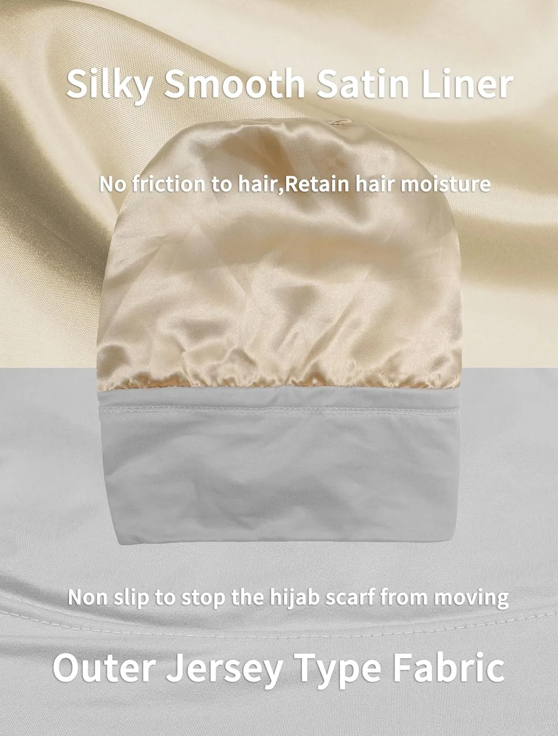 ZLYC Satin Lined Hijab Cap for Women Tie Back Hijab Undercap Inner Underscarf Hat