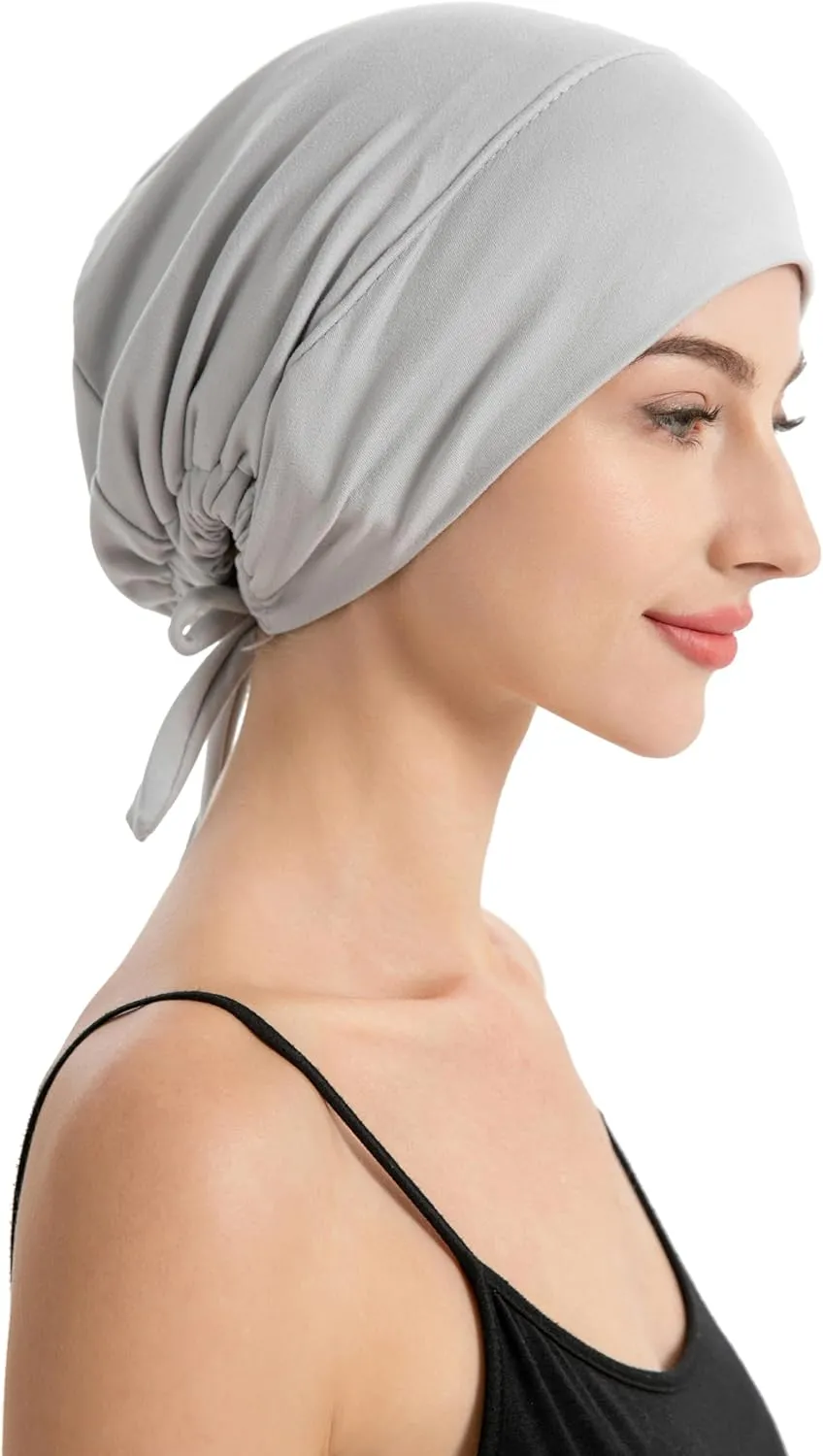 ZLYC Satin Lined Hijab Cap for Women Tie Back Hijab Undercap Inner Underscarf Hat
