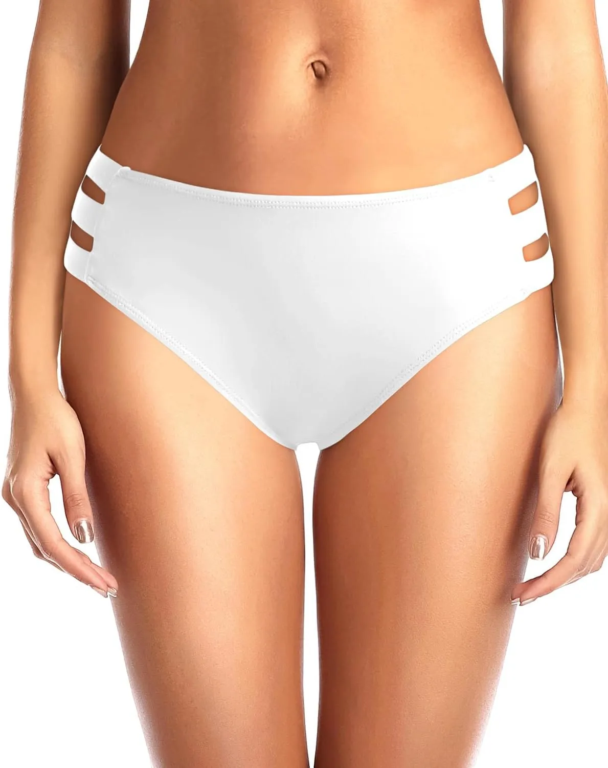 Zmart Women Standard Strappy Bikini Bottoms Full Coverage Bathing Suit Cutout Swim Low Rise Swimsuit Bottom