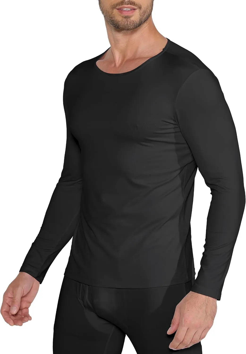 ZUTY 3 Pack Long Sleeve Thermal Shirts for Men Fleece Lined Soft Thermal Underwear Cold Weather Warm Base Layer Pajamas Tops